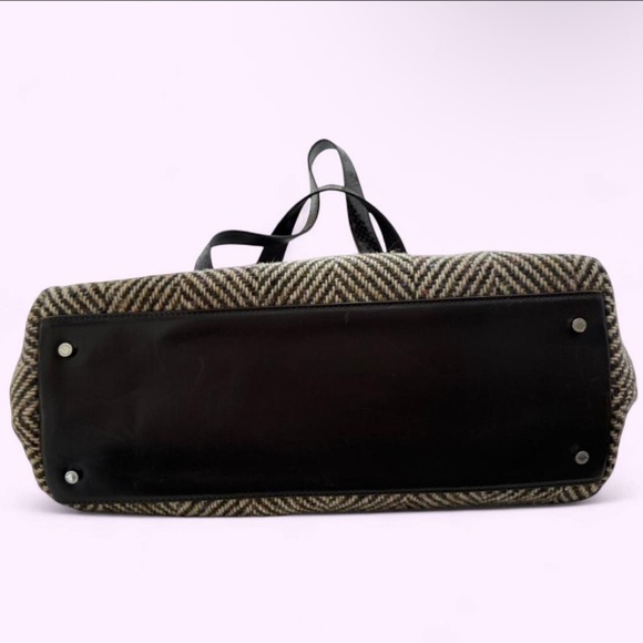 RARE Vintage Kate Spade Rhinestone Herringbone Tweed Baguette Satchel - Picture 5 of 7